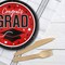 25 Count Red Congrats Grad 9 Inch Paper Plates Round Graduation Party